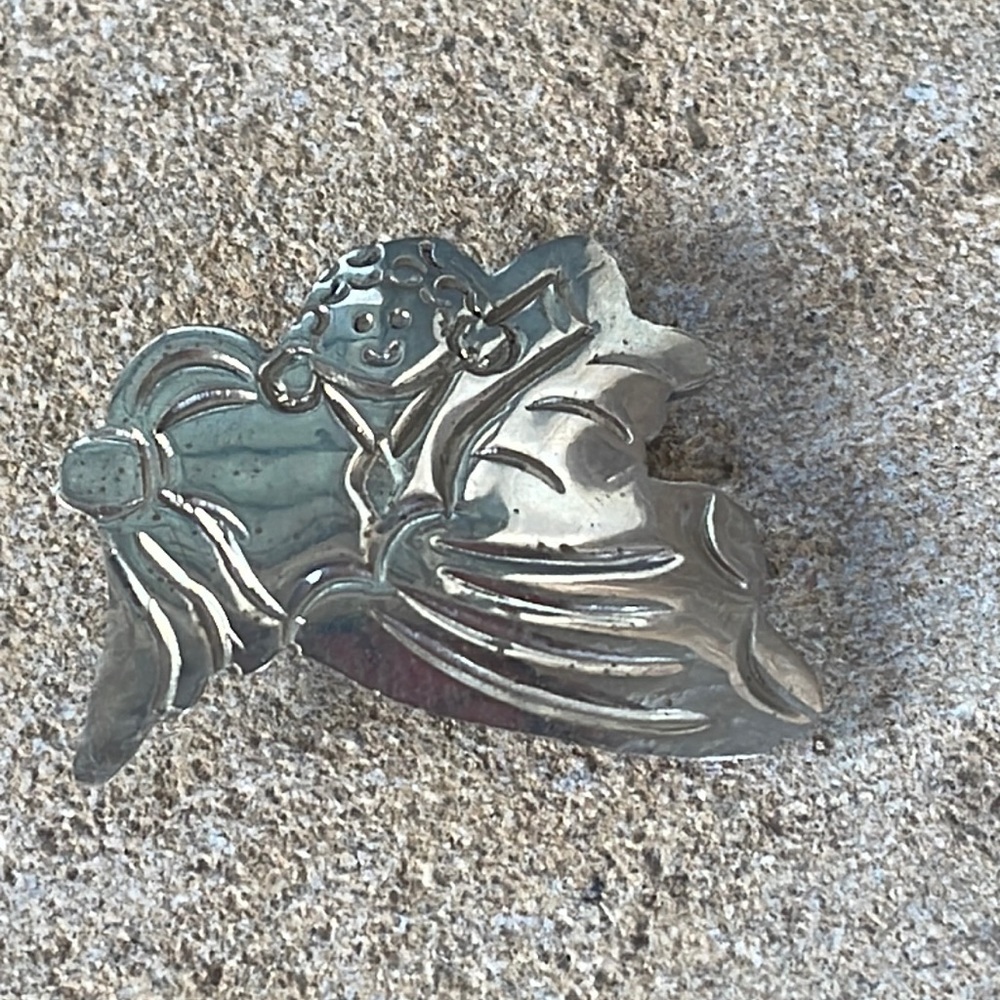 Mexican Alpaca Silver Tone Angel Pendant